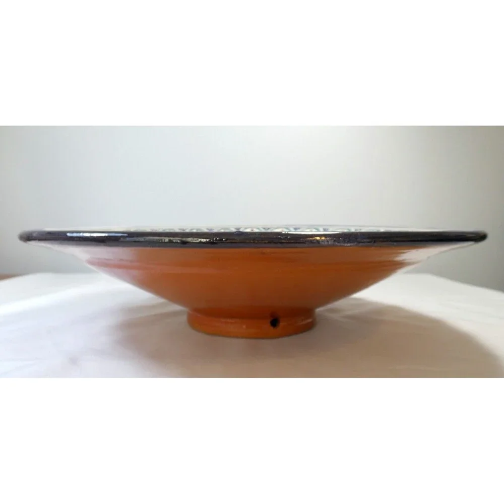 Large VTG Hand Painted Moroccan Floral Mandala Bowl Heavy Gorgeous 16